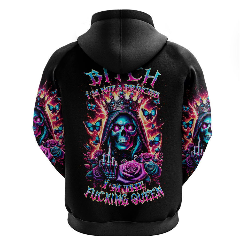 Thunder Skull Zip Hoodie Bitch I'm Not A Princess I'm The Fucking Queen - Wonder Print Shop