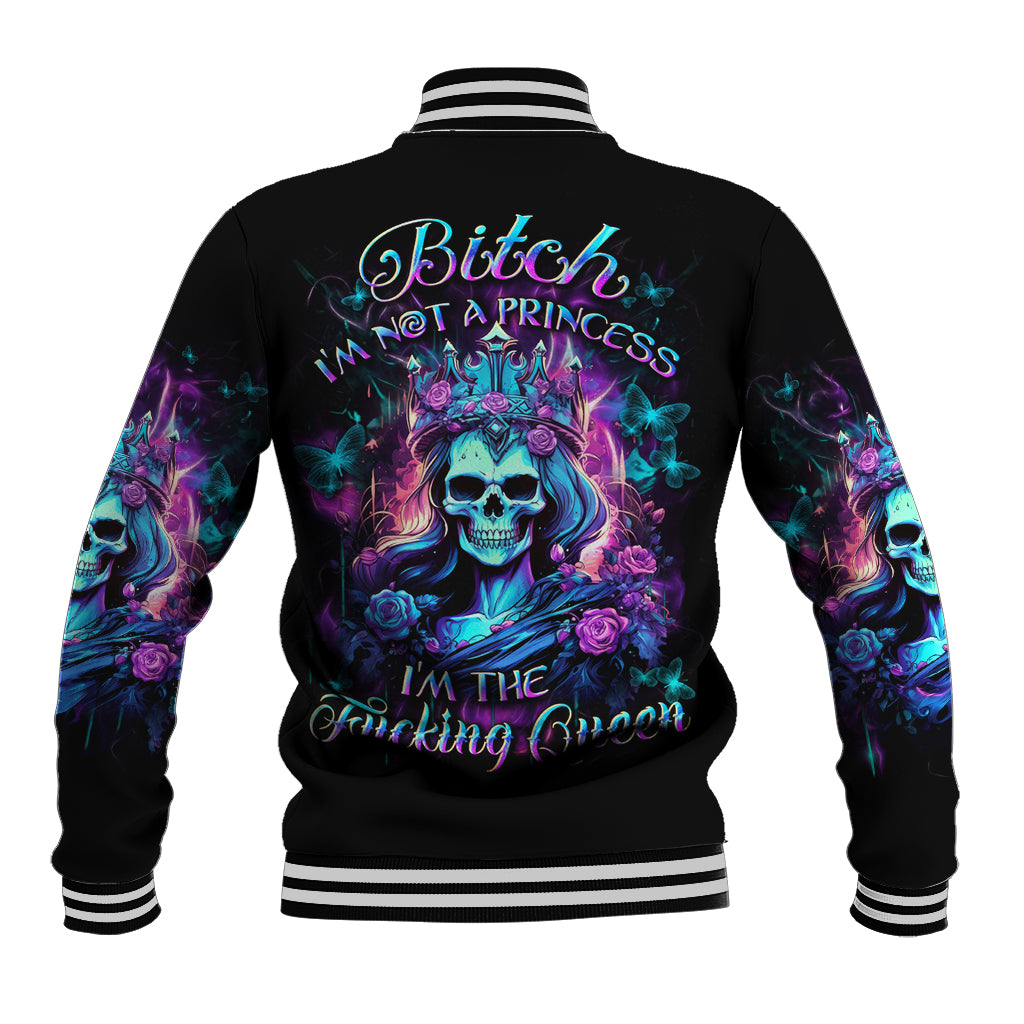 Rose Skull Baseball Jacket Bitch I'm Not A Princess I'm The Fucking Queen - Wonder Print Shop