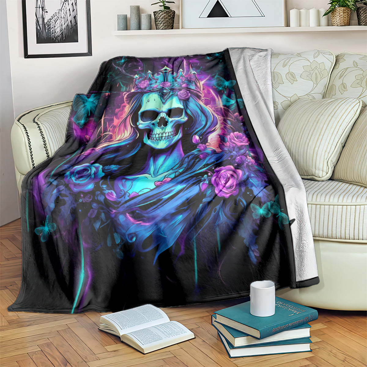 Rose Skull Blanket Bitch I'm Not A Princess I'm The Fucking Queen