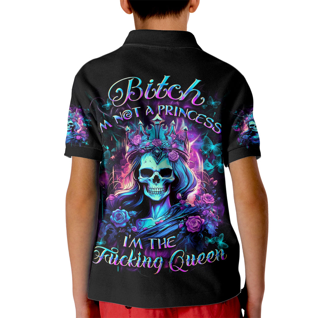 Rose Skull Kid Polo Shirt Bitch I'm Not A Princess I'm The Fucking Queen - Wonder Print Shop