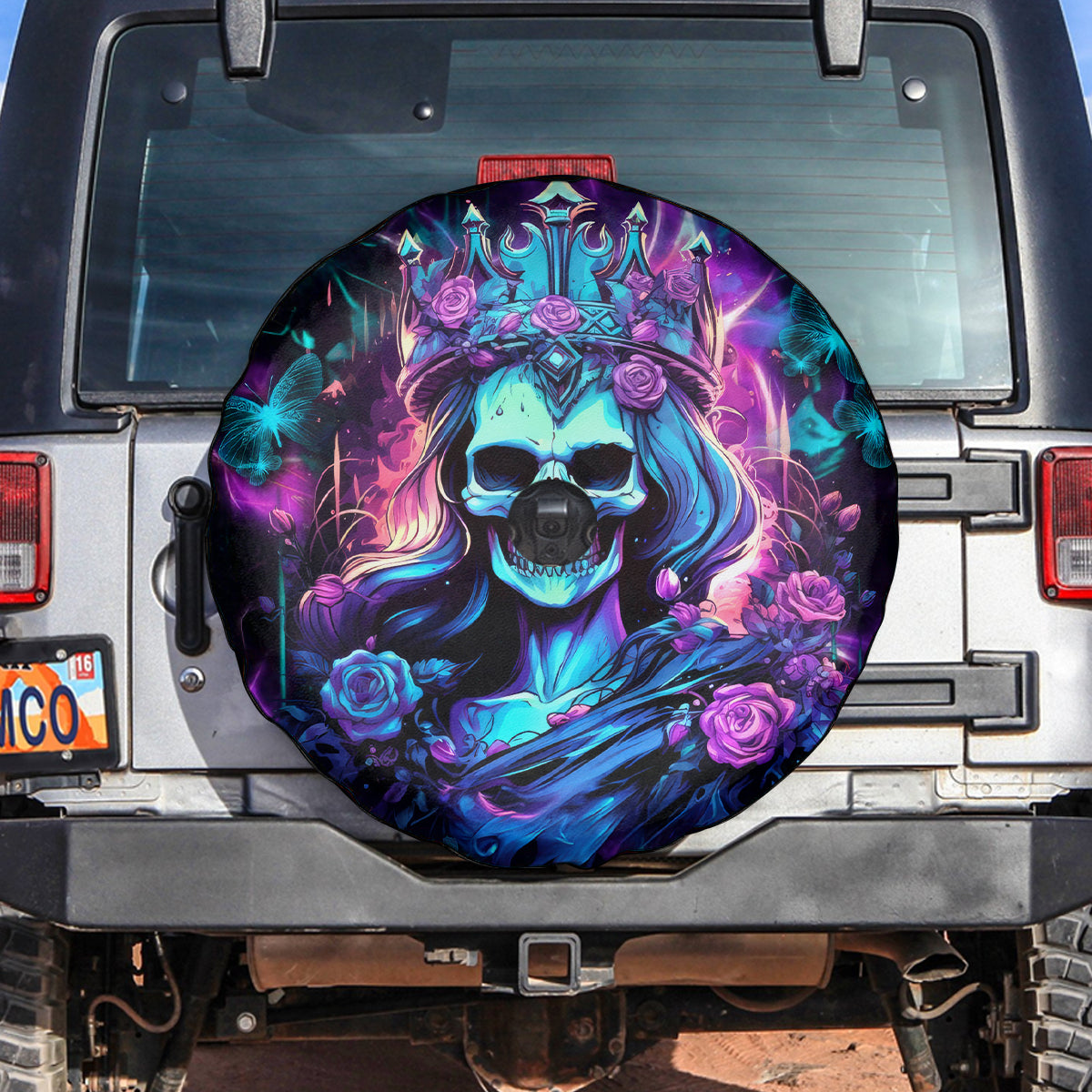 Rose Skull Spare Tire Cover Bitch I'm Not A Princess I'm The Fucking Queen - Wonder Print Shop