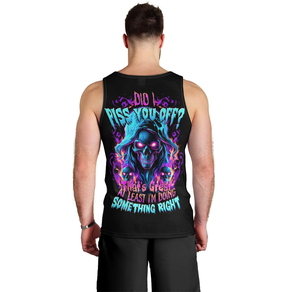 Flame Skull Men Tank Top Did I Piss You Off That Great At Least I'm Doing Something Right - Wonder Print Shop