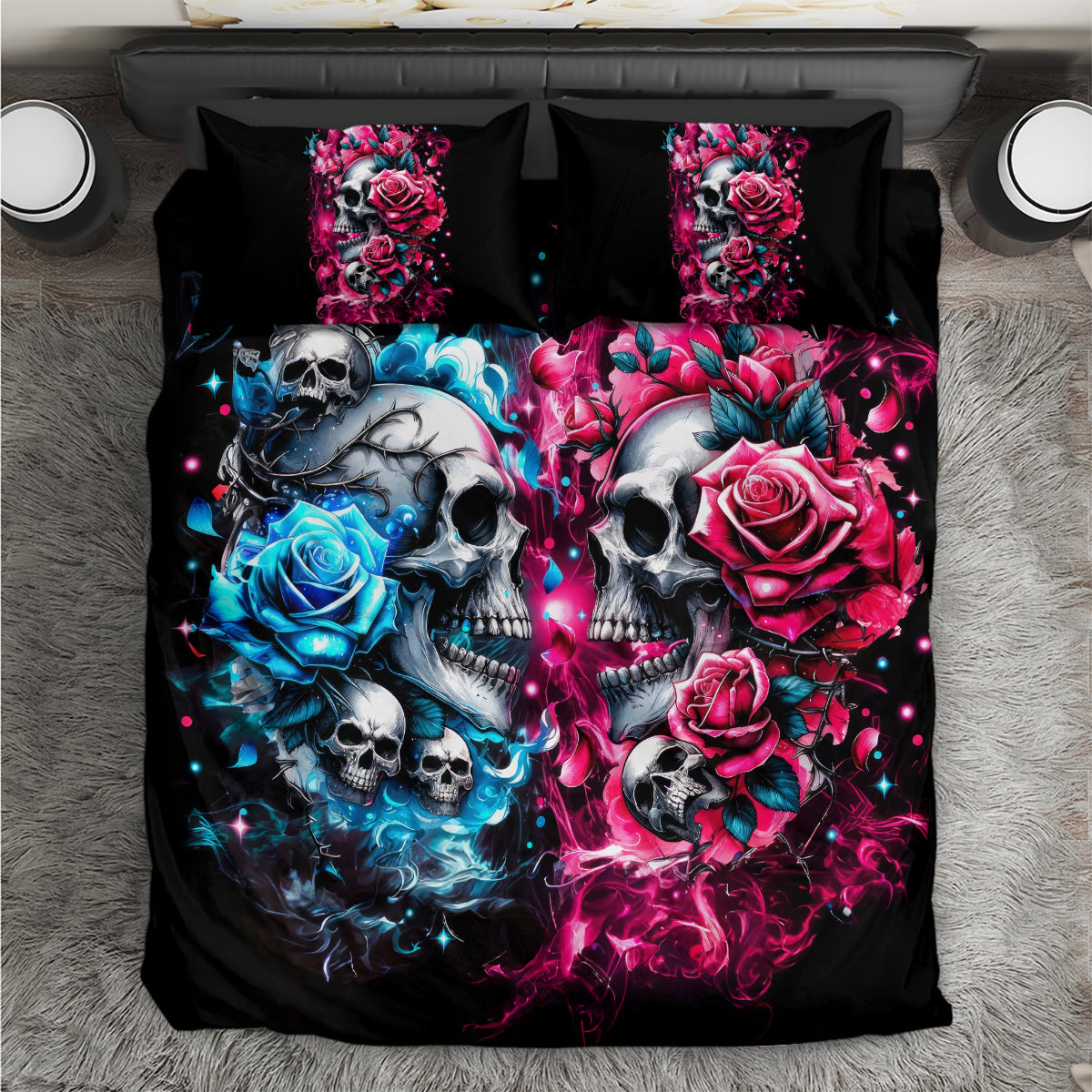 Couple Skull Bedding Set Don't Try To Figure Me Out I'm Special - Wonder Print Shop