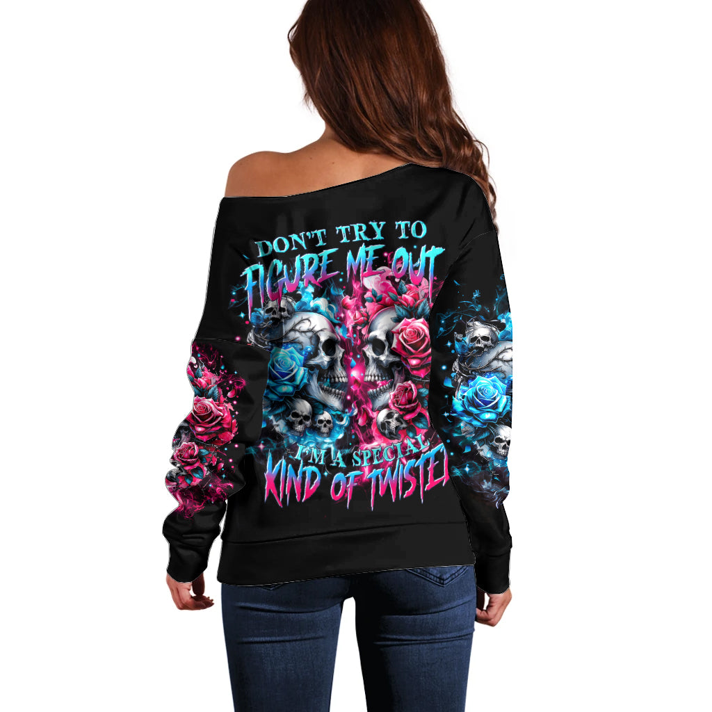 Couple Skull Off Shoulder Sweater Don't Try To Figure Me Out I'm Special - Wonder Print Shop