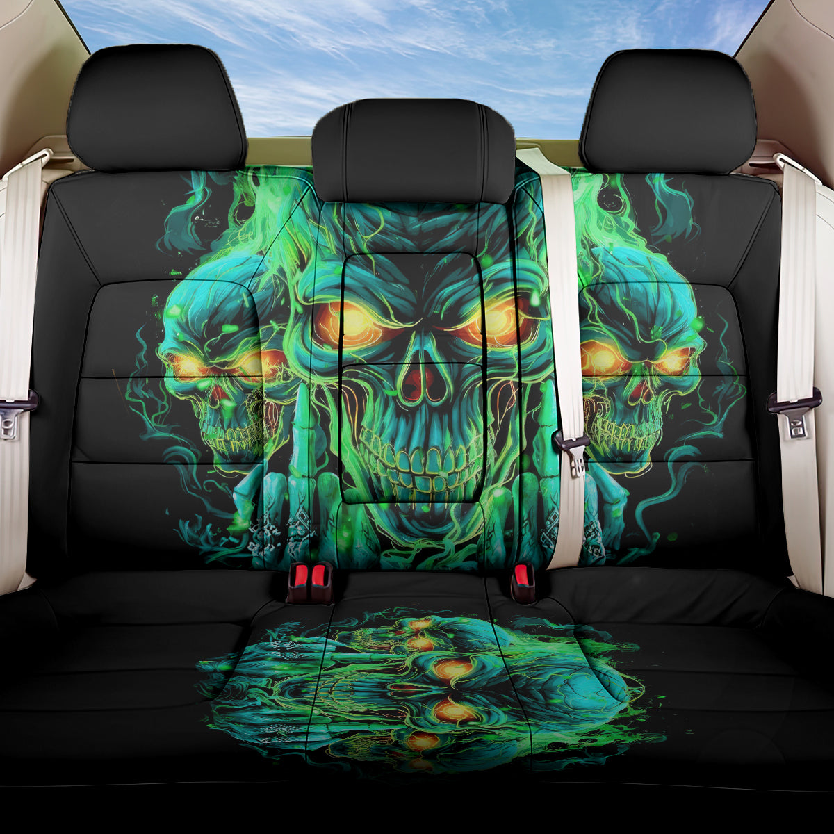 Flame Skull Back Car Seat Cover Fuck You You Fuckin Fuck - Wonder Print Shop