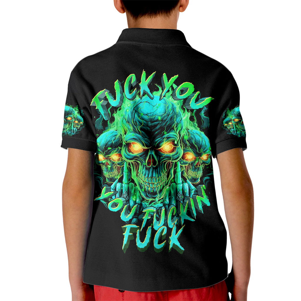 Flame Skull Kid Polo Shirt Fuck You You Fuckin Fuck - Wonder Print Shop