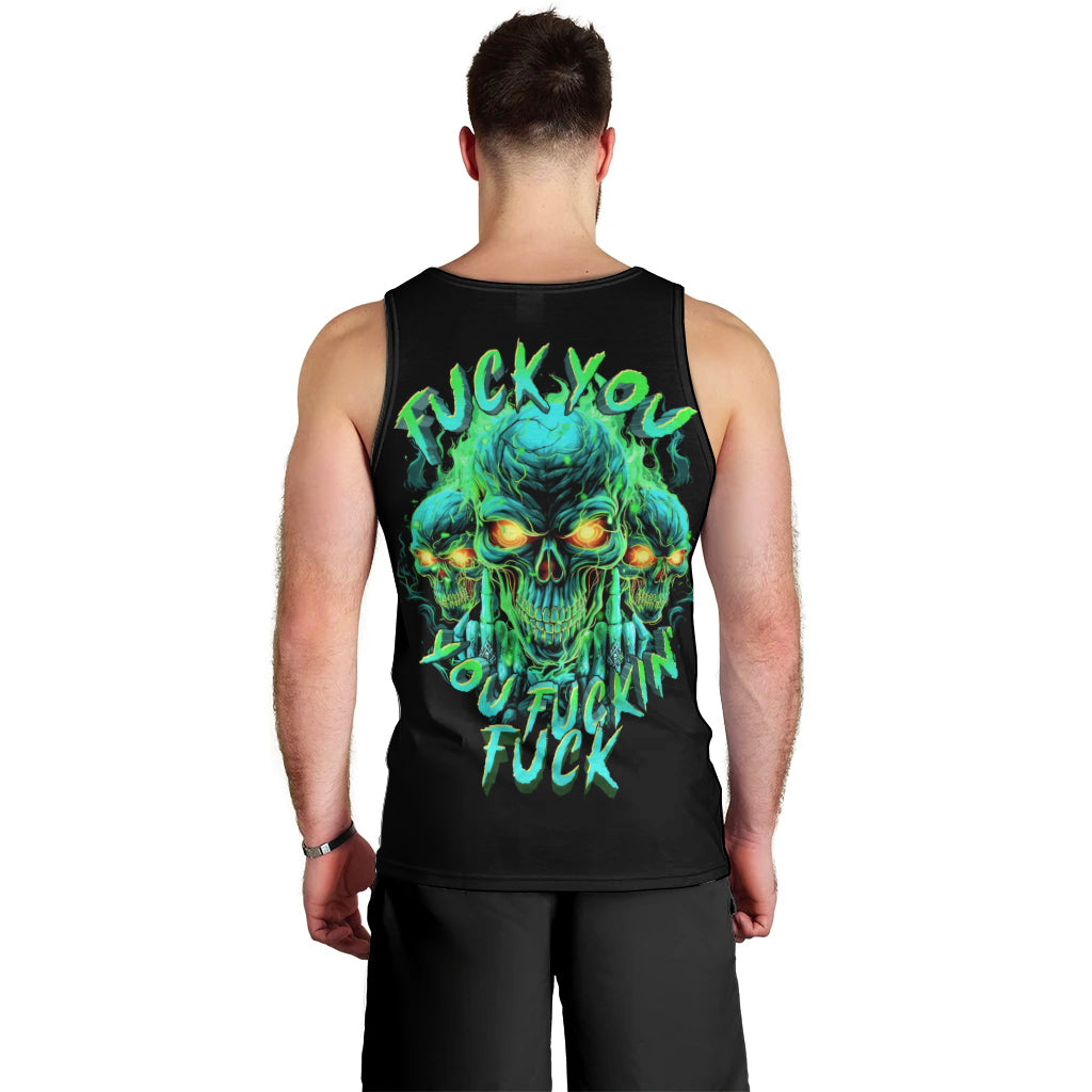 Flame Skull Men Tank Top Fuck You You Fuckin Fuck - Wonder Print Shop