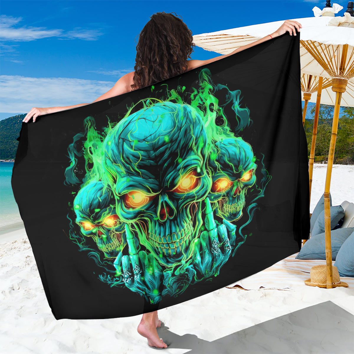 Flame Skull Sarong Fuck You You Fuckin Fuck - Wonder Print Shop