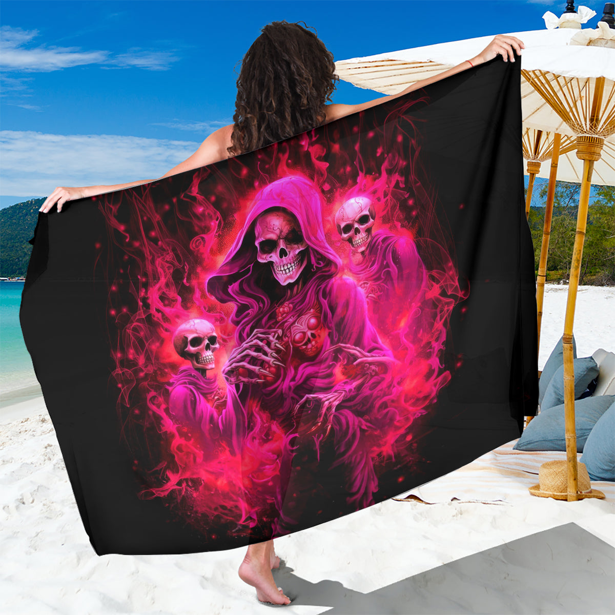 Flame Skull Sarong I Have 3 Sides Quite Sweet Funny Crazy And The Side You Never See - Wonder Print Shop