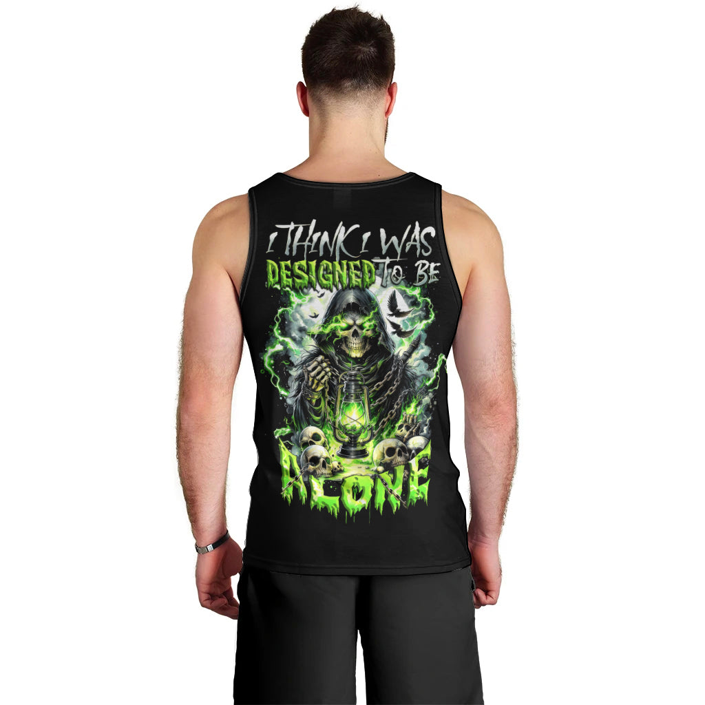 Reaper Skull Men Tank Top I Think I Was Designed To Be Alone - Wonder Print Shop