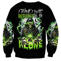 Unisex black sweatshirt with reaper skull graphic and green text on front