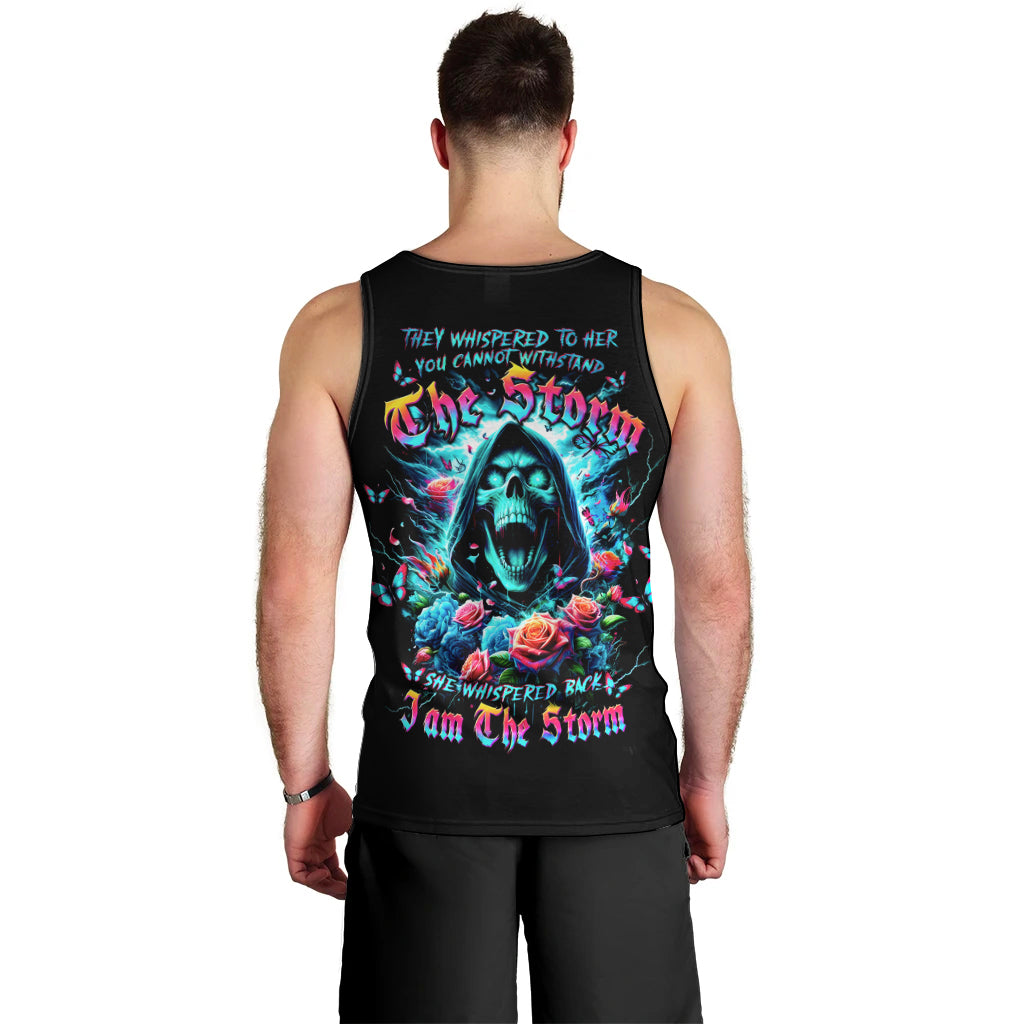 Rose Skull Men Tank Top She Whispered Back Iam The Storm - Wonder Print Shop