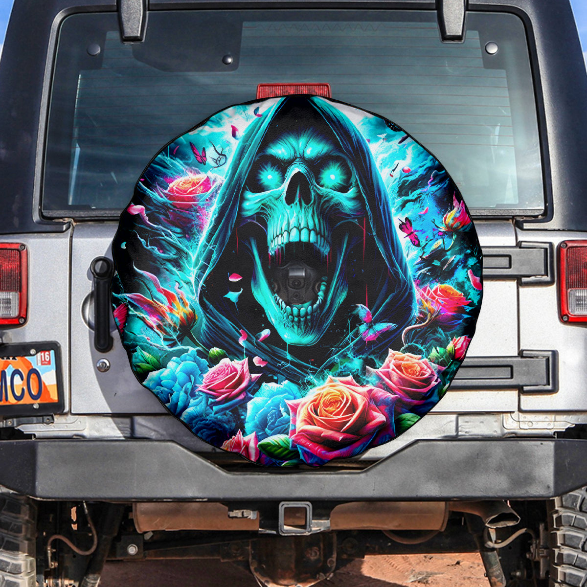 Rose Skull Spare Tire Cover She Whispered Back Iam The Storm - Wonder Print Shop