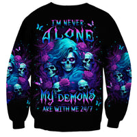 Black unisex sweatshirt with blue skull, roses, and demon graphic on front