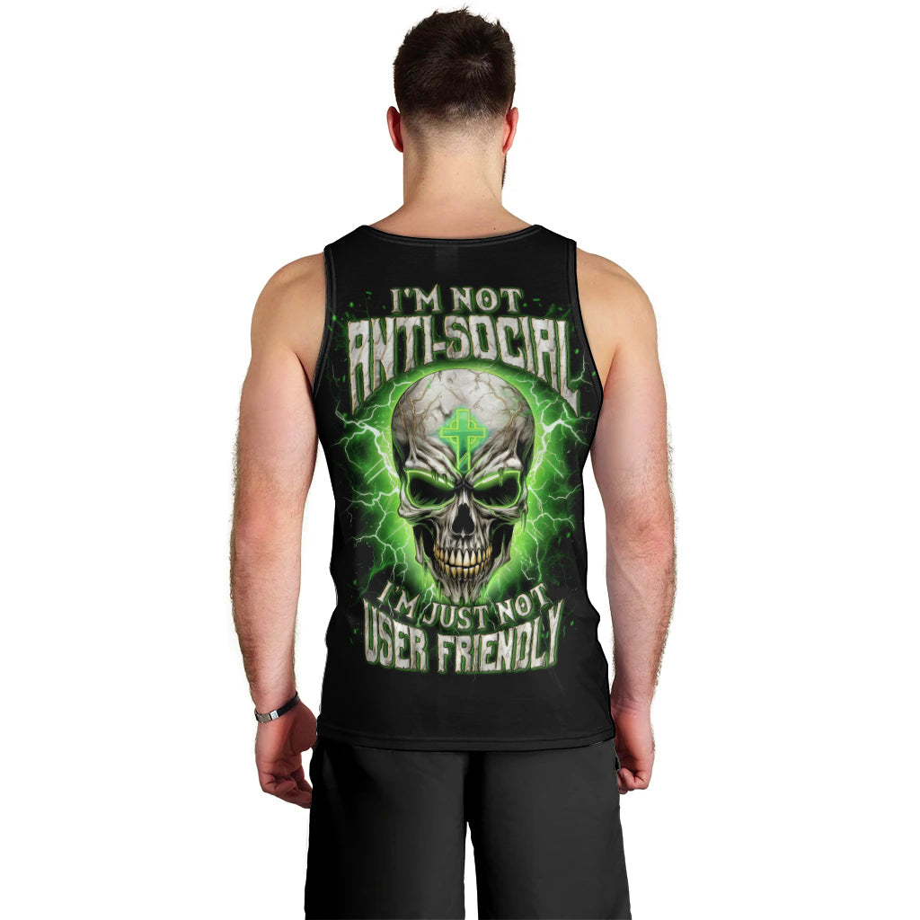 Thunder Skull Men Tank Top I'm Not Anti-Social I Must Not User Friendly - Wonder Print Shop