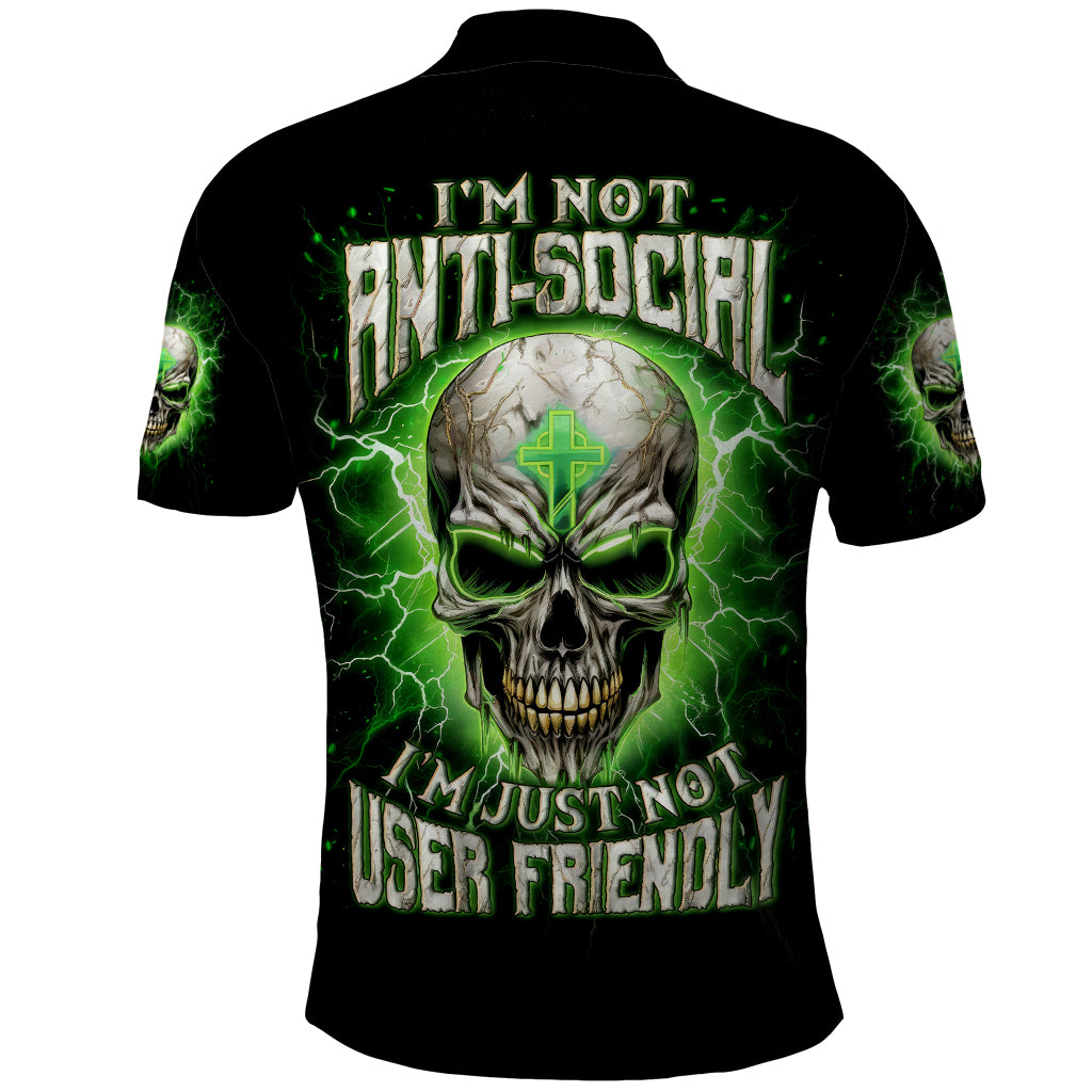 Thunder Skull Polo Shirt I'm Not Anti-Social I Must Not User Friendly - Wonder Print Shop