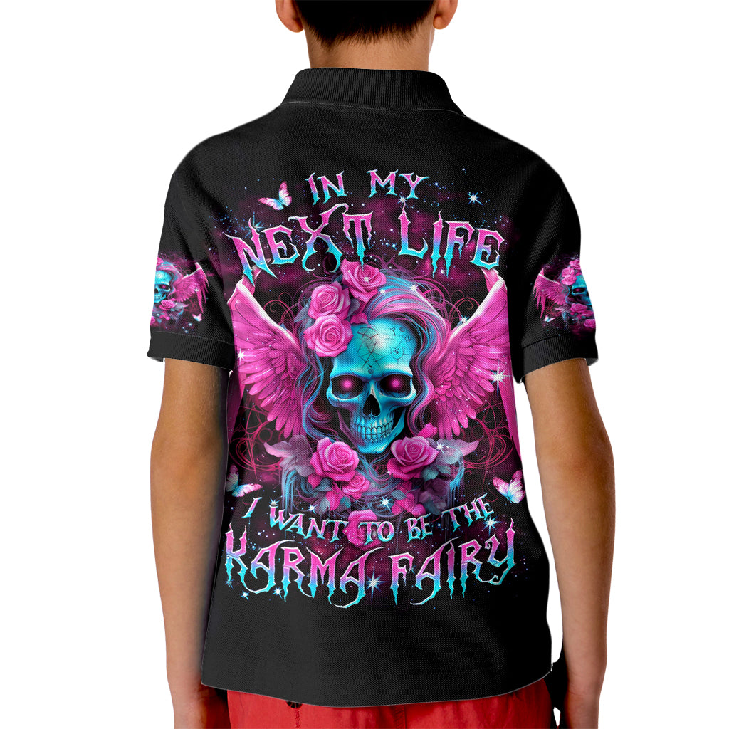 Skull Lady Kid Polo Shirt In My Next Life I Want To Be The Karma Fairy - Wonder Print Shop