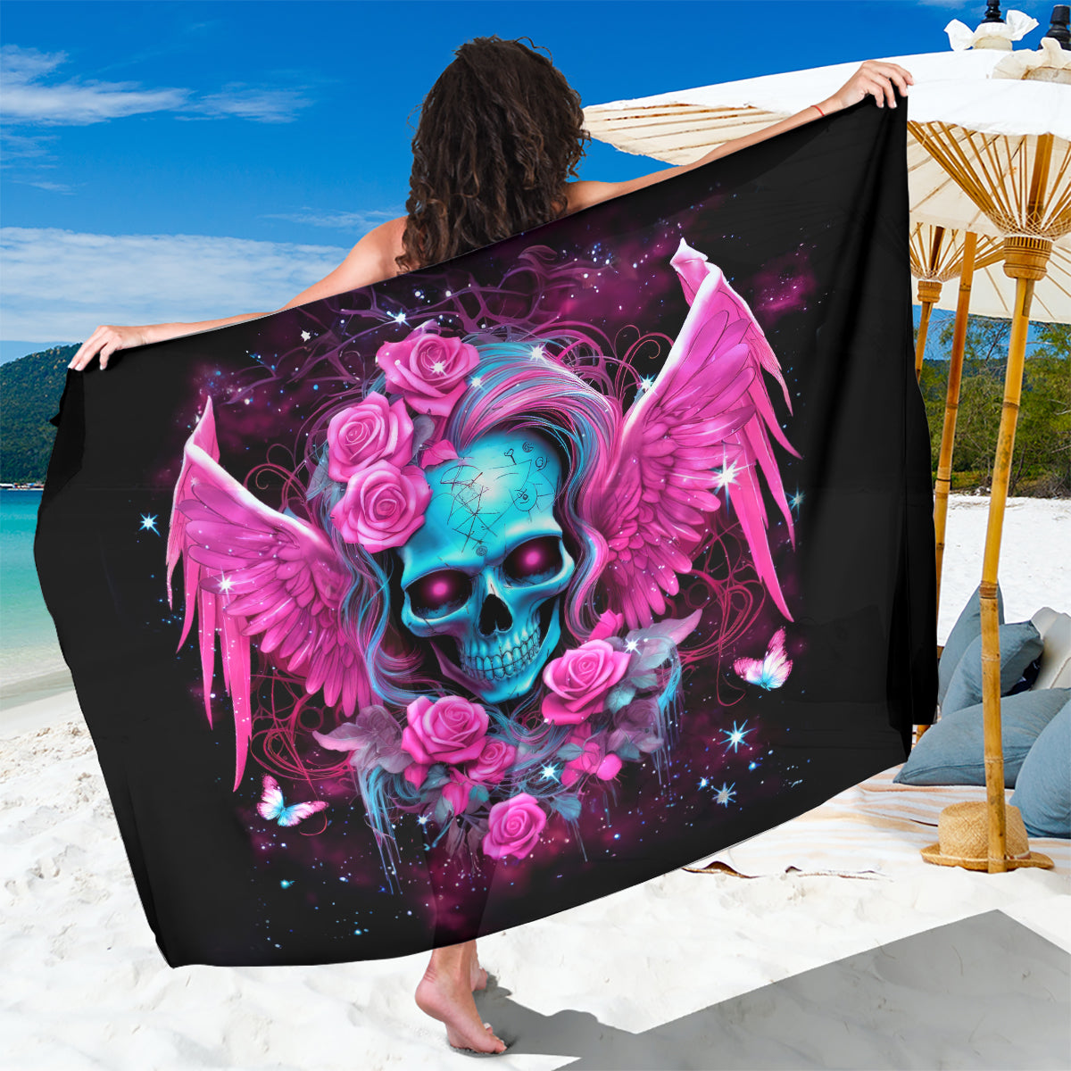 Skull Lady Sarong In My Next Life I Want To Be The Karma Fairy - Wonder Print Shop