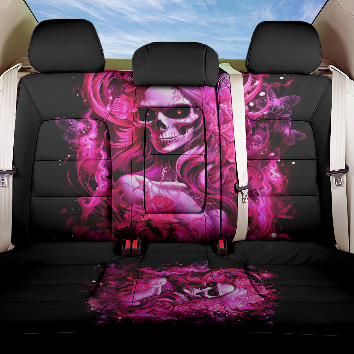 Skull Lady Back Car Seat Cover Look Hot Be Cold - Wonder Print Shop