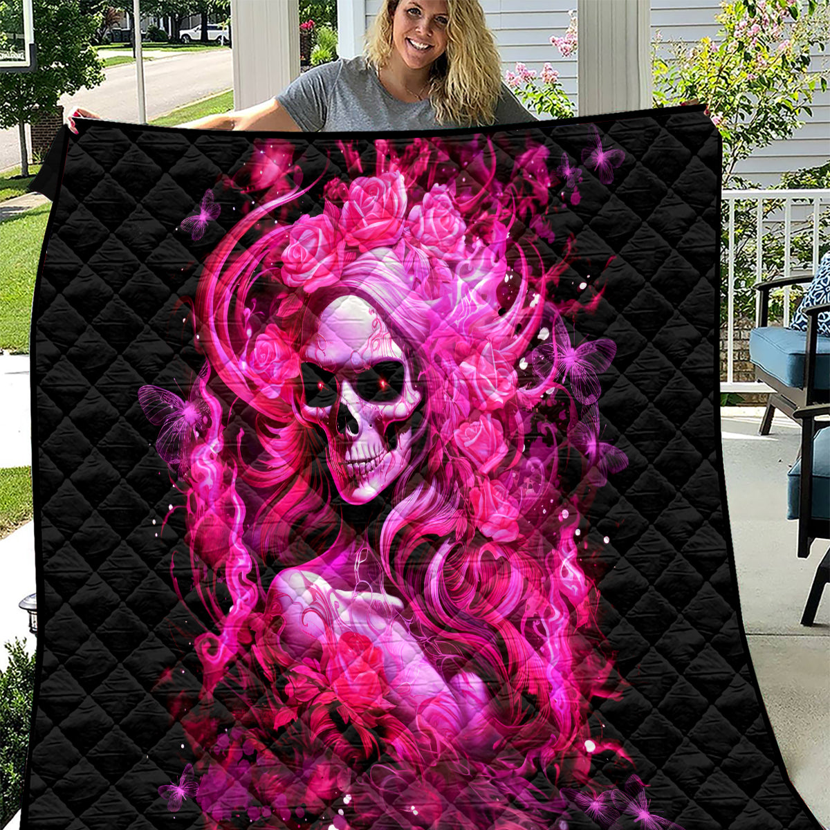 Skull Lady Quilt Look Hot Be Cold