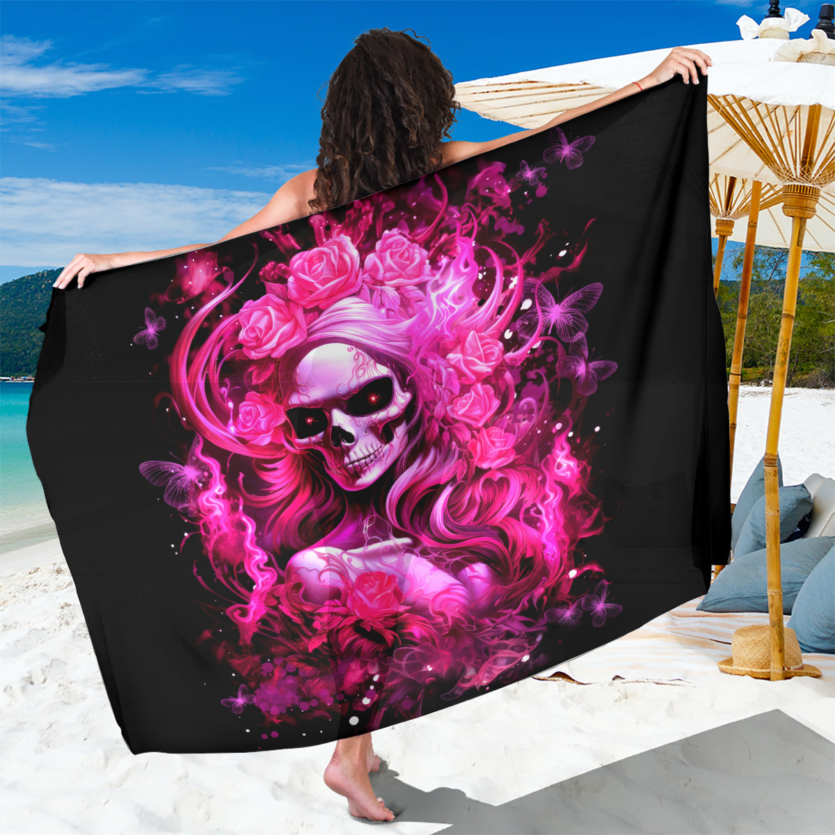 Skull Lady Sarong Look Hot Be Cold - Wonder Print Shop