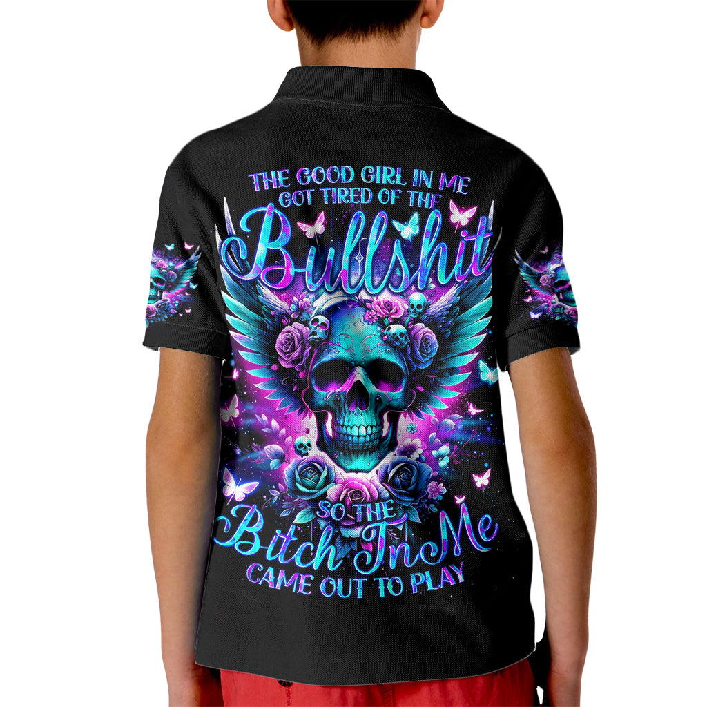 Skull Wings Kid Polo Shirt So The Bitch In Me Came Out To Play - Wonder Print Shop