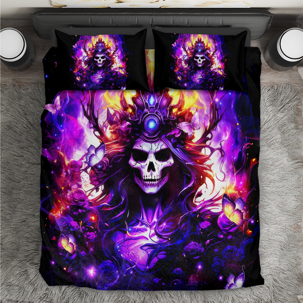 Queen Skull Bedding Set Sometimes An Angel Somethimes Hellraiser Always A Strong Woman - Wonder Print Shop