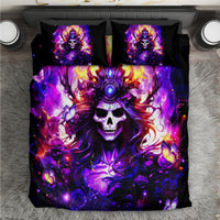 Skull fantasy bedding set: black and purple duvet cover with two matching pillowcases