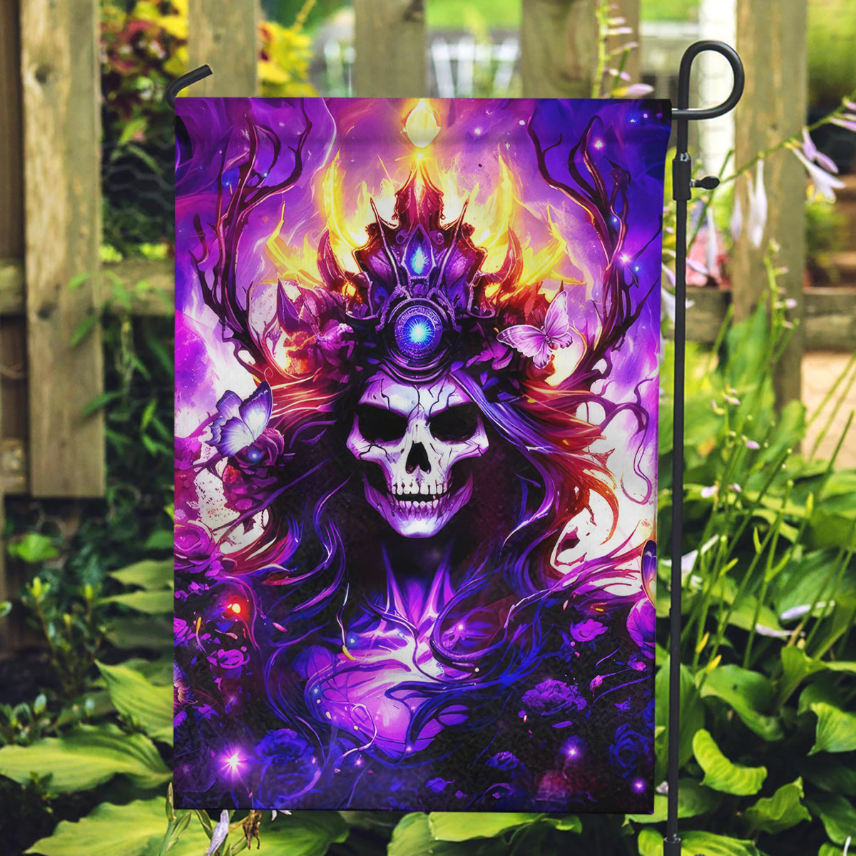 Queen Skull Garden Flag Sometimes An Angel Somethimes Hellraiser Always A Strong Woman - Wonder Print Shop