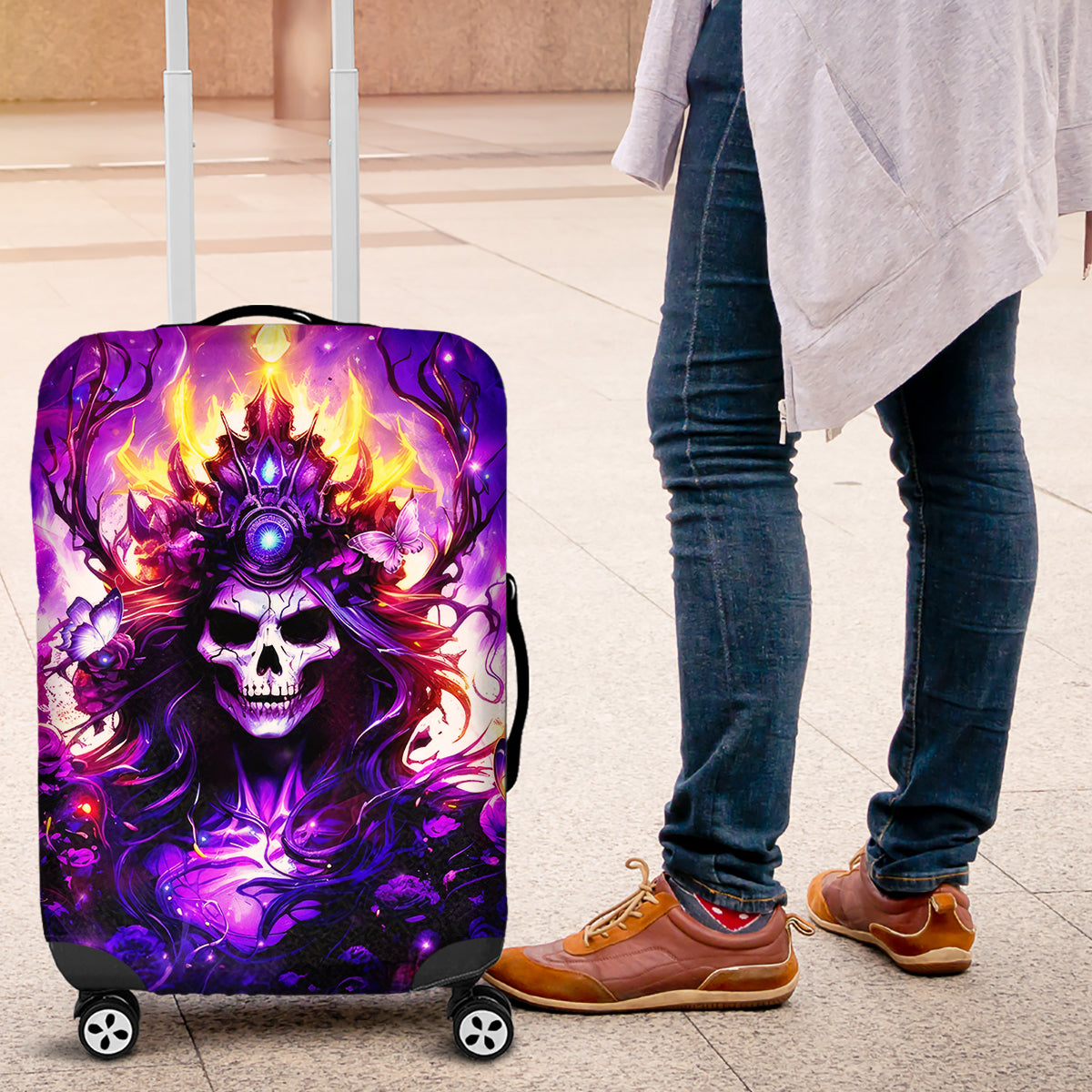 Queen Skull Luggage Cover Sometimes An Angel Somethimes Hellraiser Always A Strong Woman - Wonder Print Shop