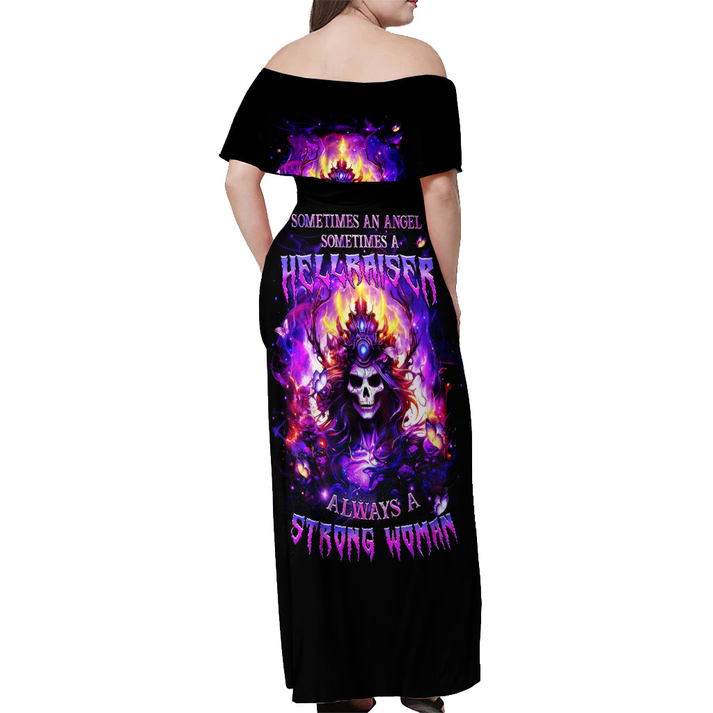 Queen Skull Off Shoulder Maxi Dress Sometimes An Angel Somethimes Hellraiser Always A Strong Woman - Wonder Print Shop