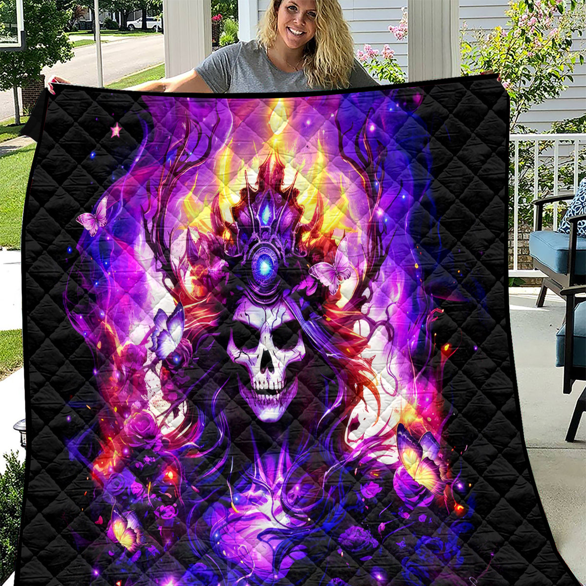 Queen Skull Quilt Sometimes An Angel Somethimes Hellraiser Always A Strong Woman