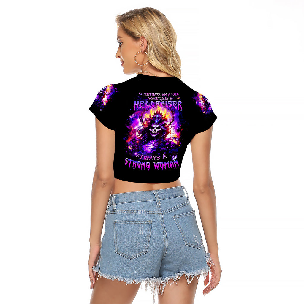 Queen Skull Raglan Cropped T Shirt Sometimes An Angel Somethimes Hellraiser Always A Strong Woman - Wonder Print Shop