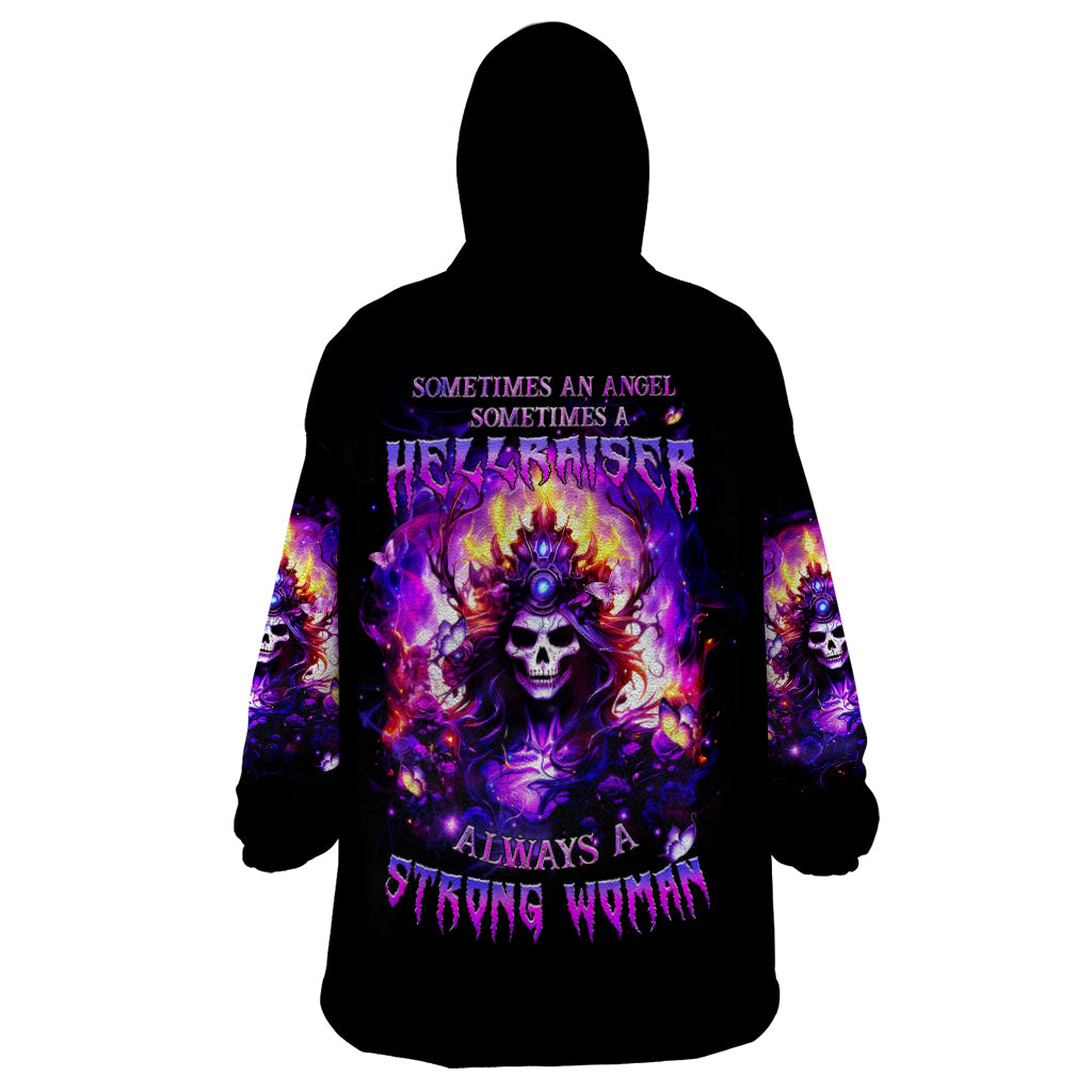 Queen Skull Wearable Blanket Hoodie Sometimes An Angel Somethimes Hellraiser Always A Strong Woman - Wonder Print Shop