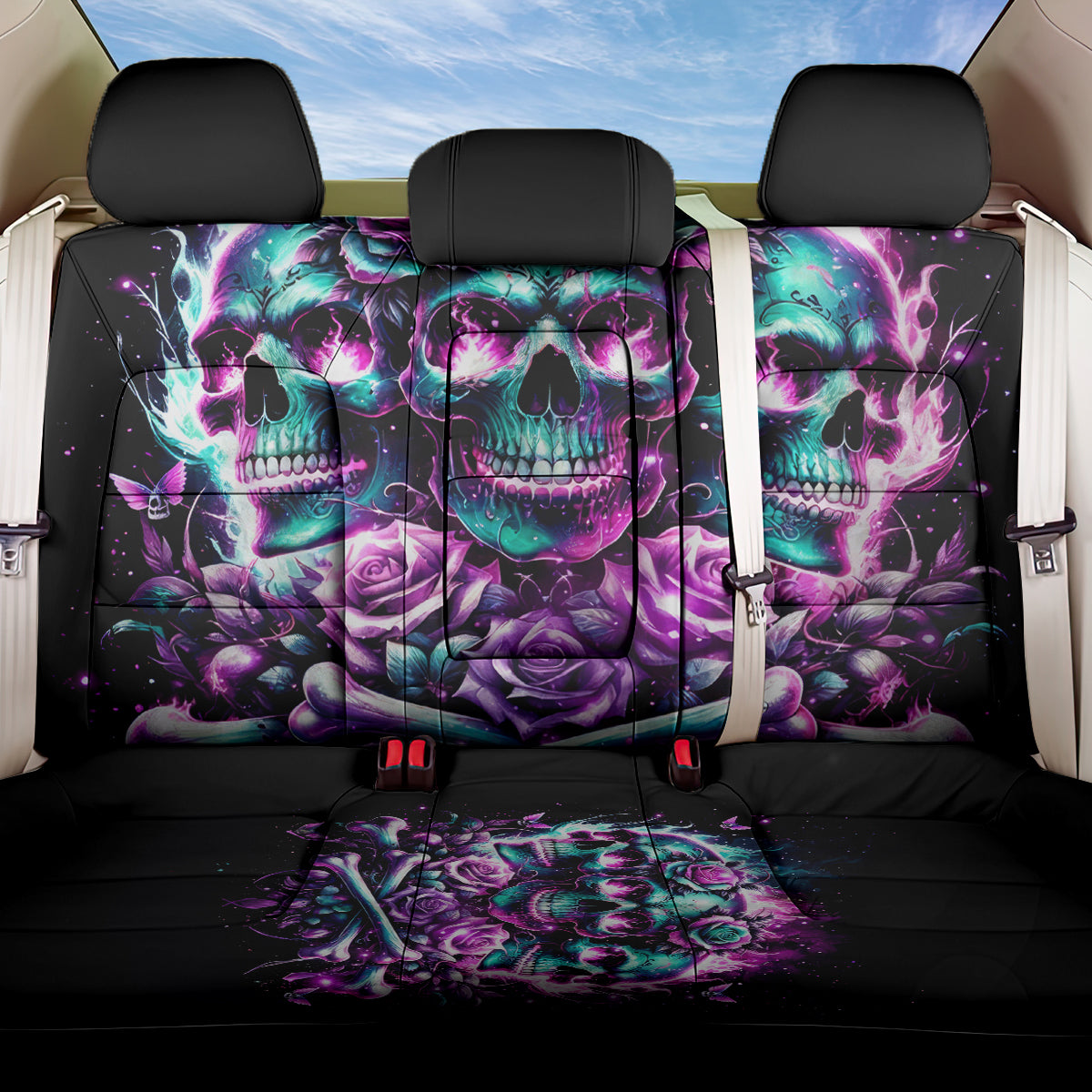 Rose Skull Back Car Seat Cover Stuck Between IDK IDC And IDGAF - Wonder Print Shop