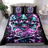 Black skull and rose duvet cover with two square pillowcases