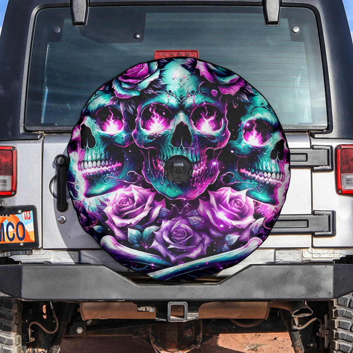 Rose Skull Spare Tire Cover Stuck Between IDK IDC And IDGAF - Wonder Print Shop