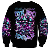 Unisex black sweatshirt with colorful skull and rose graphic on front