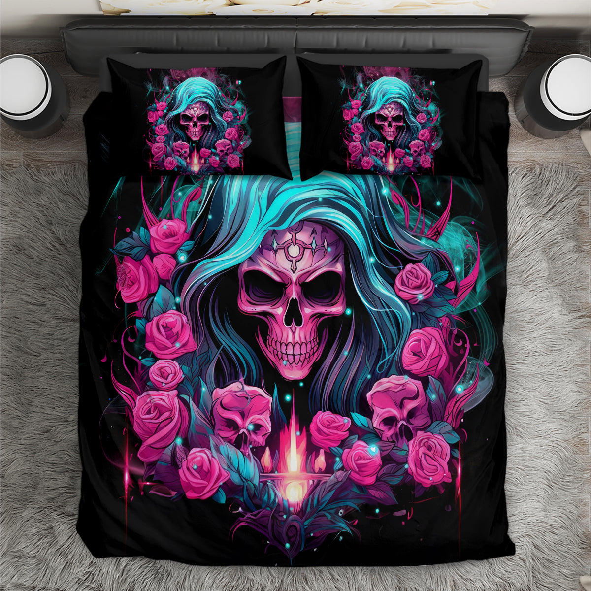 Lady Skull Bedding Set The Good Girl In Me Got Tired Of The Bullshit - Wonder Print Shop