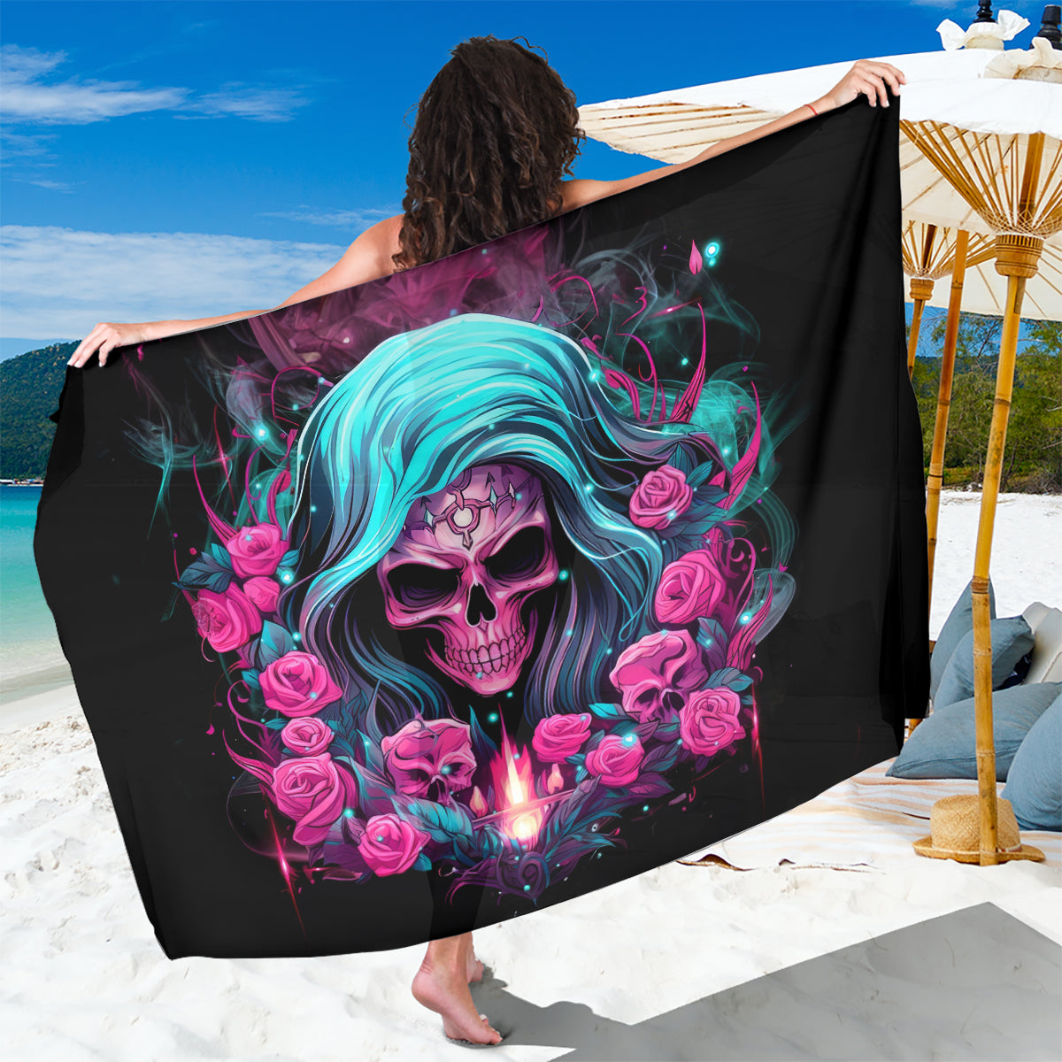 Lady Skull Sarong The Good Girl In Me Got Tired Of The Bullshit - Wonder Print Shop