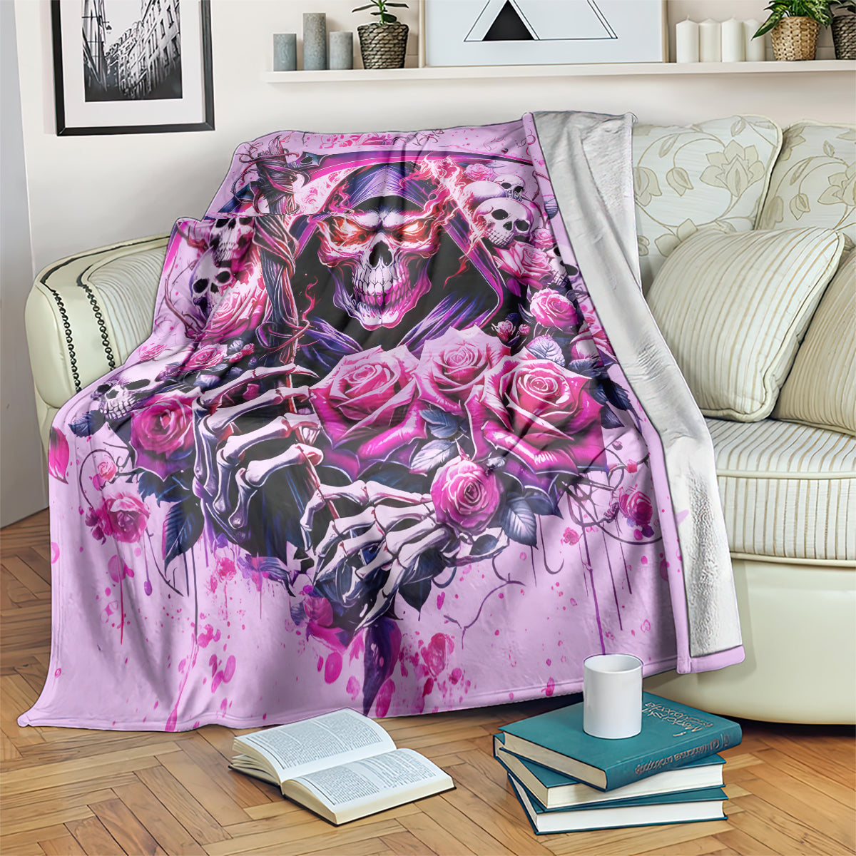 Reaper Skull Blanket Warning This Tattooed Girl Doesn't Play Well With Stupid People