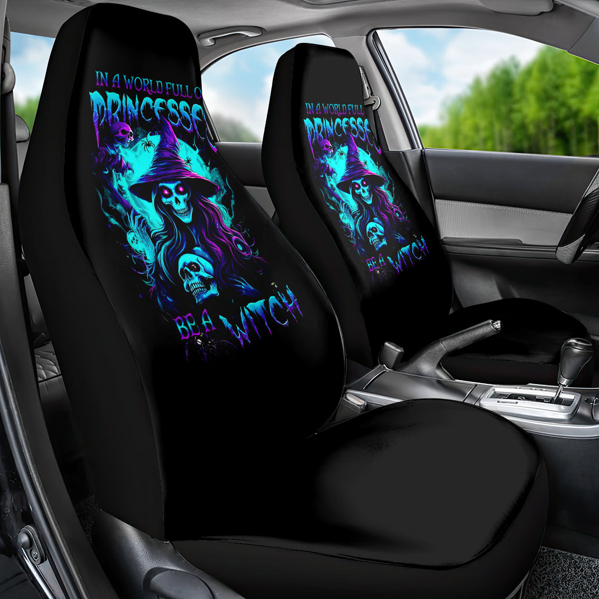 Witch Skull Car Seat Cover In A World Full Of Princess Be A Witch - Wonder Print Shop