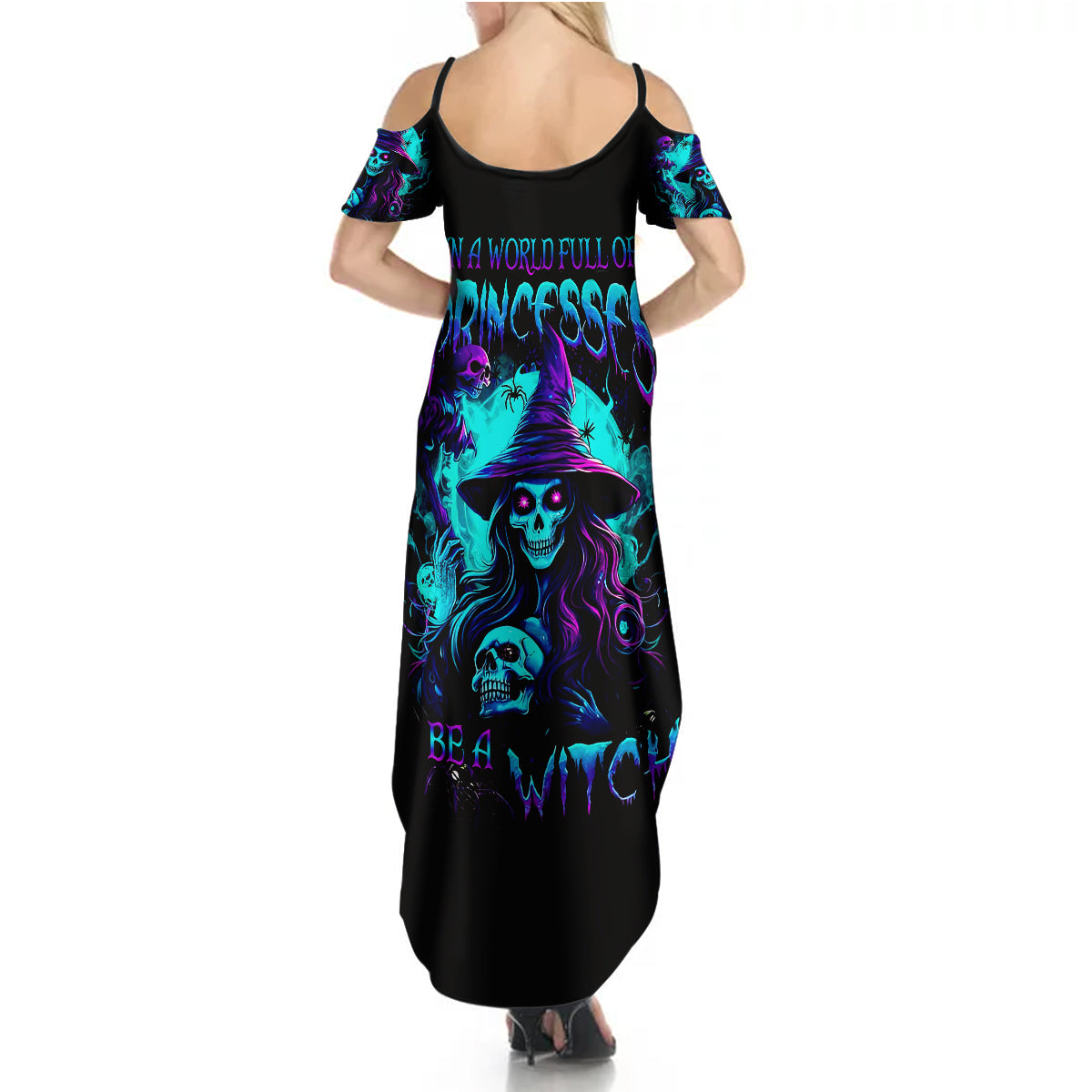 Witch Skull Summer Maxi Dress In A World Full Of Princess Be A Witch - Wonder Print Shop