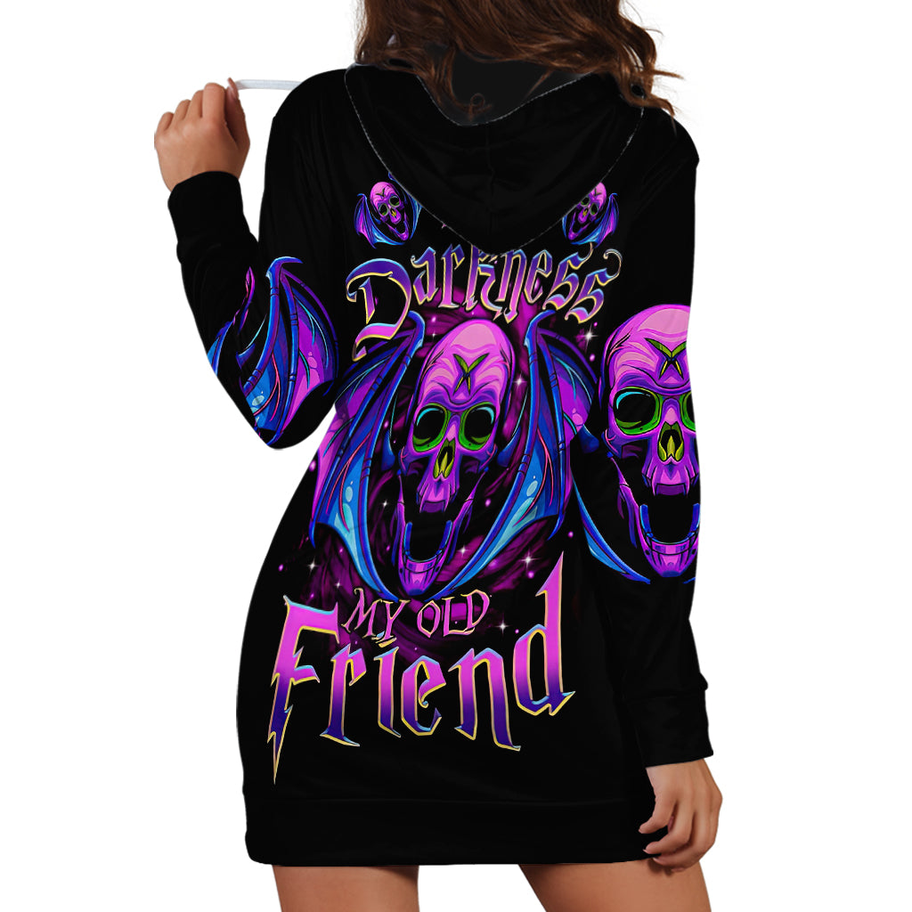 Bat Skull Hoodie Dress Bat Skull Hello Darkness My Old Friend - Wonder Print Shop