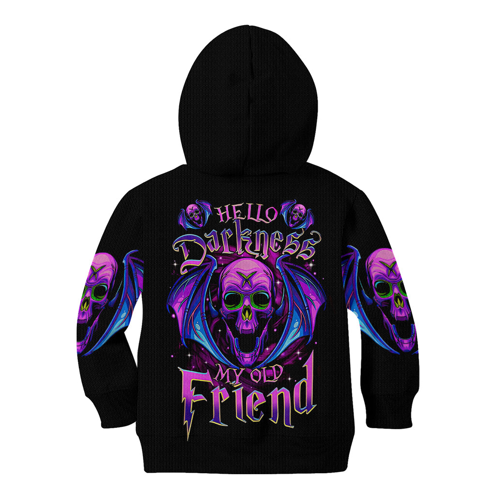 Bat Skull Kid Hoodie Bat Skull Hello Darkness My Old Friend - Wonder Print Shop