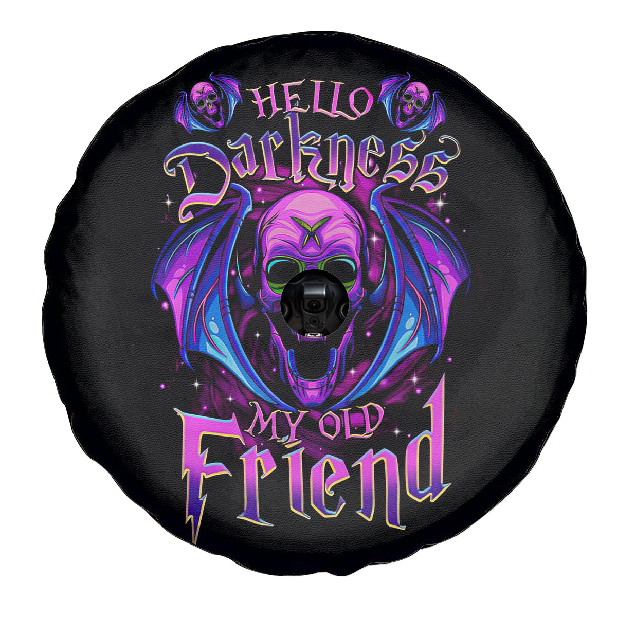 Bat Skull Spare Tire Cover Bat Skull Hello Darkness My Old Friend - Wonder Print Shop