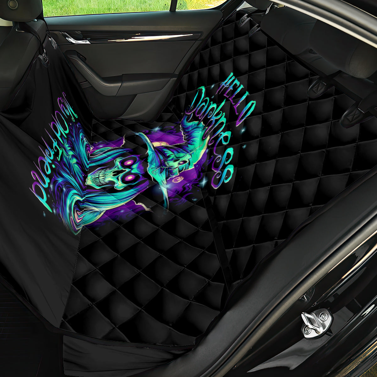 Witch Skull Back Car Seat Cover Skull Witch Hello Darkness My Old Friend - Wonder Print Shop