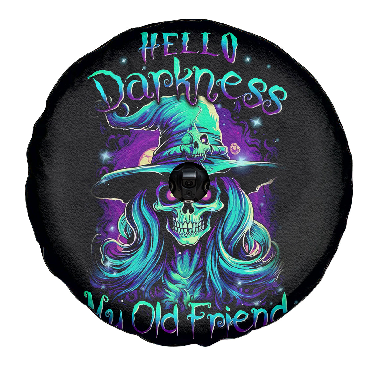 Witch Skull Spare Tire Cover Skull Witch Hello Darkness My Old Friend - Wonder Print Shop