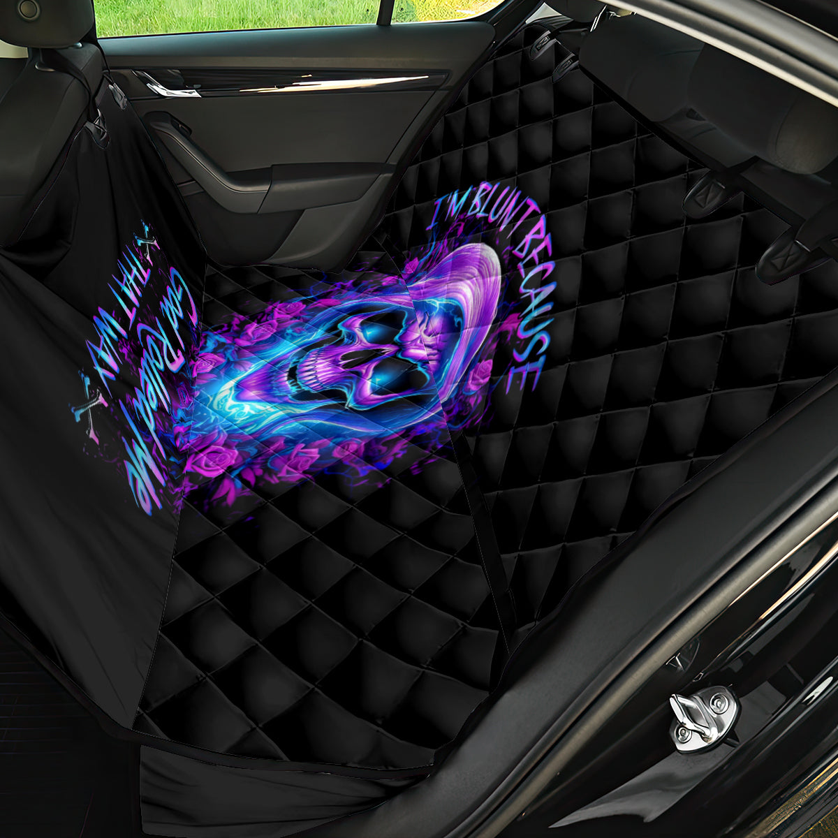 Rose Skull Back Car Seat Cover I'm Blunt Because God Rolled Me That Way - Wonder Print Shop