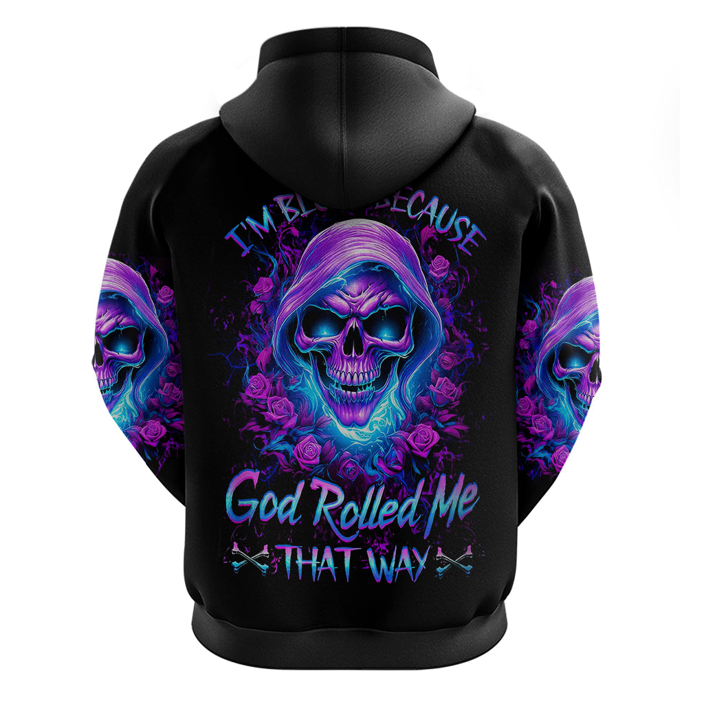 Rose Skull Hoodie I'm Blunt Because God Rolled Me That Way - Wonder Print Shop